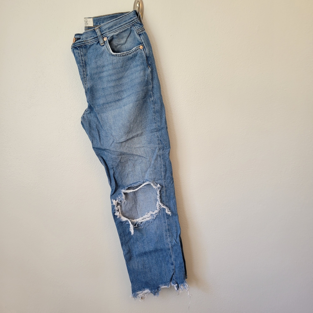 VGUC We the Free Free People Maggie Midrise Straight Jean Light Stone Wash Sz 28